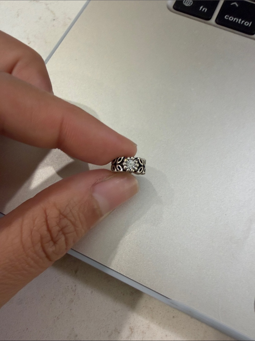 Pandora Silver Floral Band with CZ- Silver